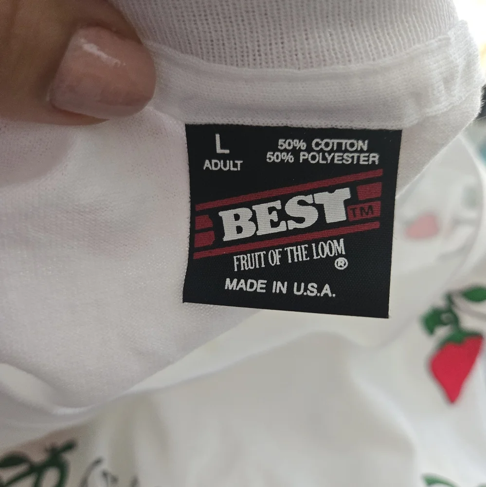 Vintage 90s Teacher Berry Cotton White Red Short Sleeve Shirt Size Large - Picture 10 of 13